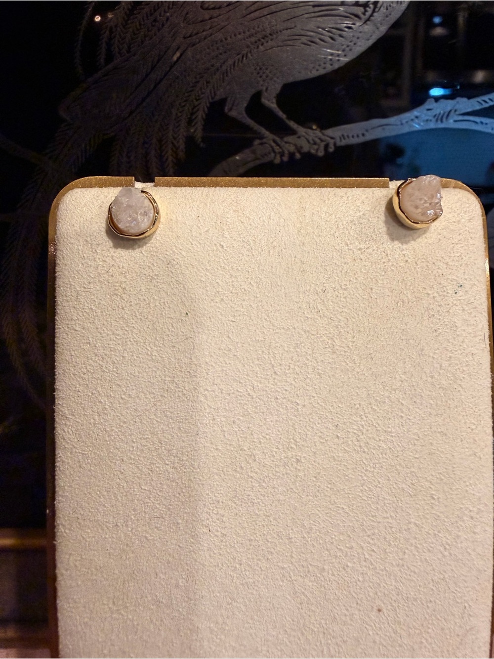 LOFT Pink Druzy Stud Earrings - Gold